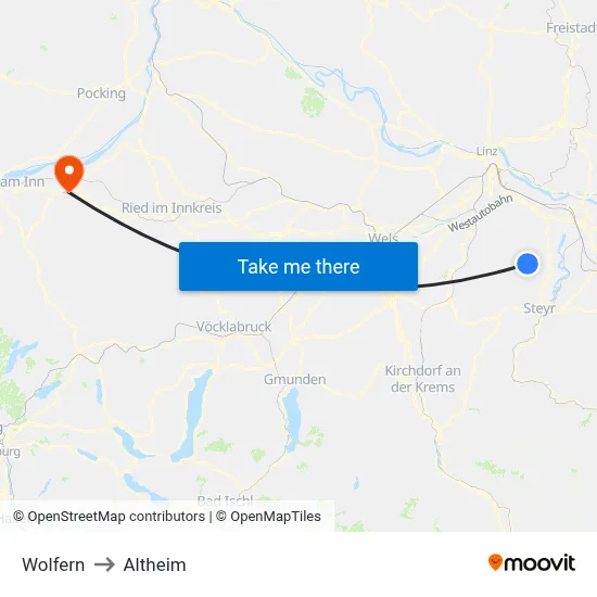 Wolfern to Altheim map