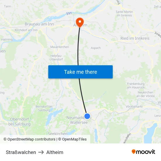 Straßwalchen to Altheim map