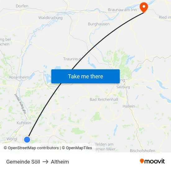 Gemeinde Söll to Altheim map