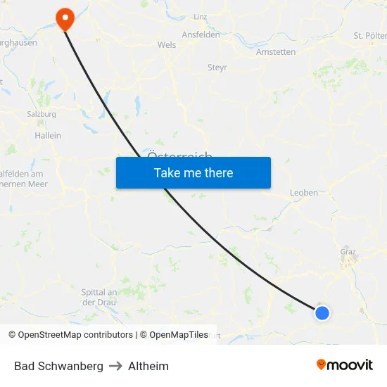 Bad Schwanberg to Altheim map