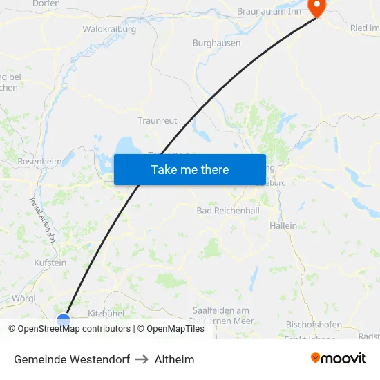 Gemeinde Westendorf to Altheim map