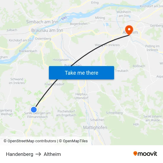 Handenberg to Altheim map
