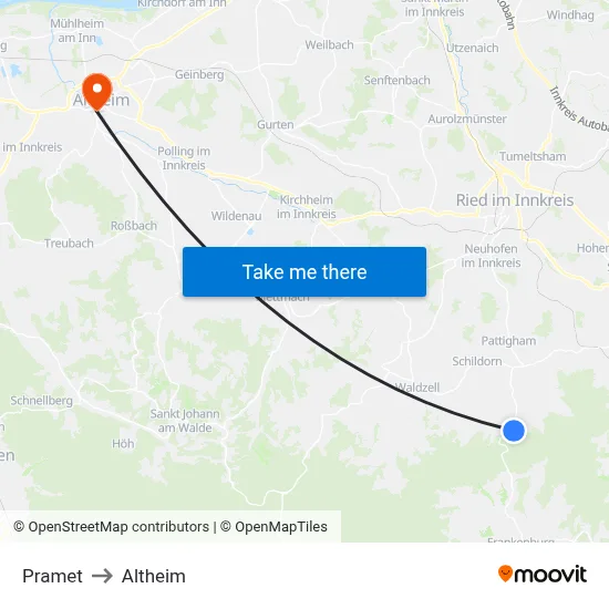 Pramet to Altheim map