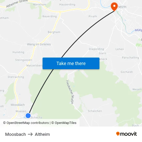 Moosbach to Altheim map