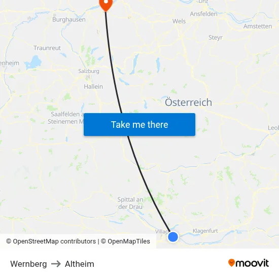 Wernberg to Altheim map