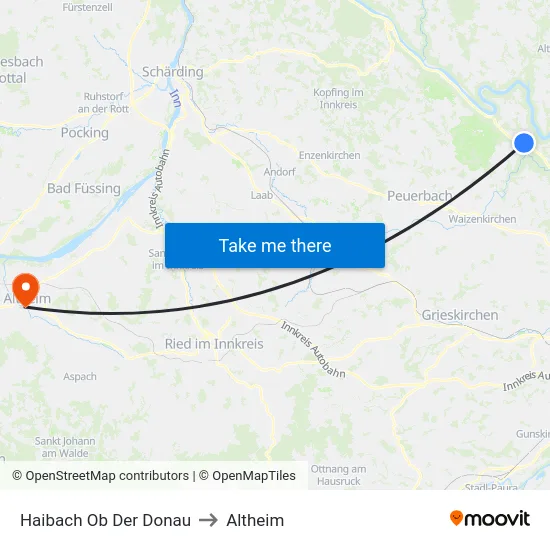 Haibach Ob Der Donau to Altheim map