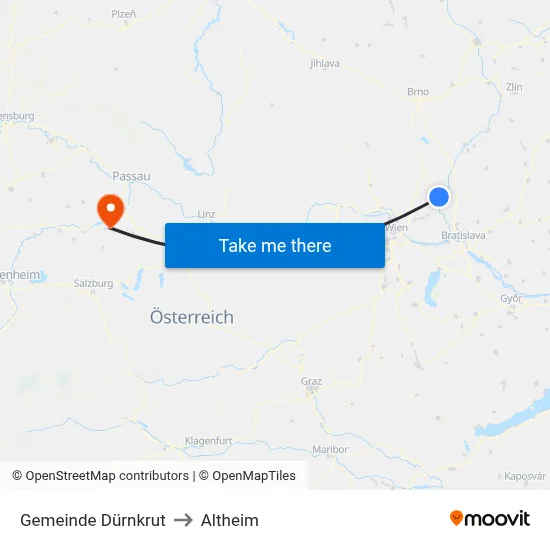 Gemeinde Dürnkrut to Altheim map