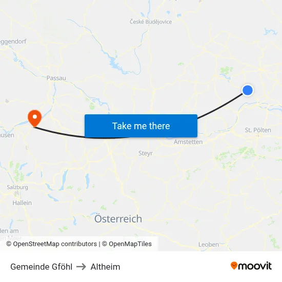 Gemeinde Gföhl to Altheim map