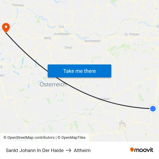 Sankt Johann In Der Haide to Altheim map