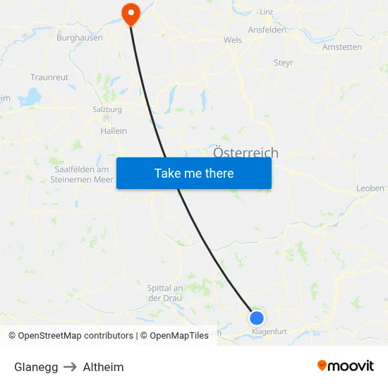 Glanegg to Altheim map