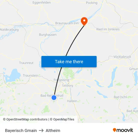Bayerisch Gmain to Altheim map