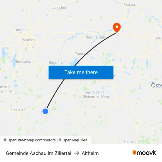 Gemeinde Aschau Im Zillertal to Altheim map