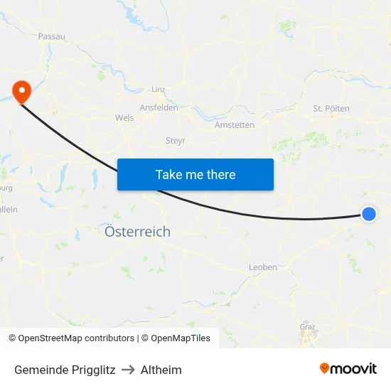Gemeinde Prigglitz to Altheim map