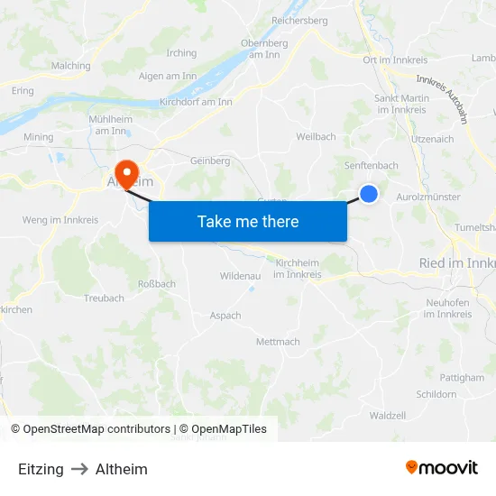 Eitzing to Altheim map