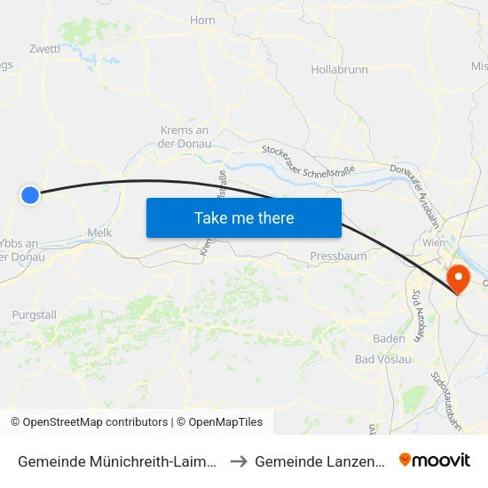 Gemeinde Münichreith-Laimbach to Gemeinde Lanzendorf map