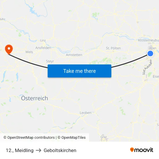 12., Meidling to Geboltskirchen map