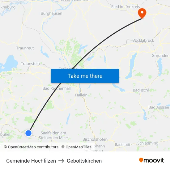 Gemeinde Hochfilzen to Geboltskirchen map