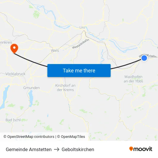 Gemeinde Amstetten to Geboltskirchen map