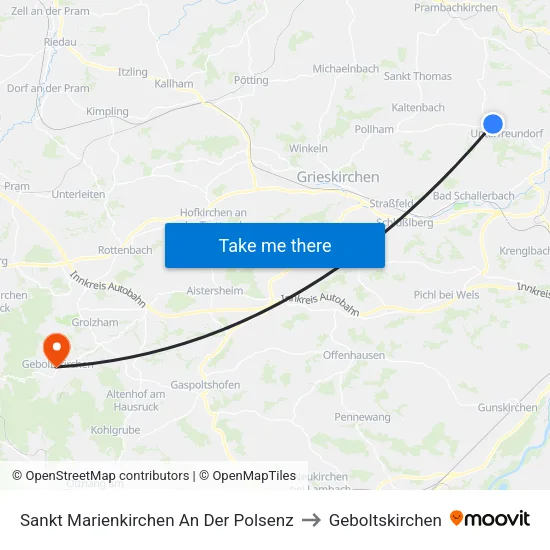 Sankt Marienkirchen An Der Polsenz to Geboltskirchen map