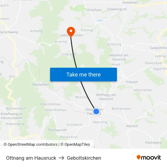 Ottnang am Hausruck to Geboltskirchen map