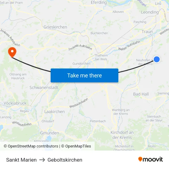 Sankt Marien to Geboltskirchen map