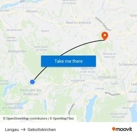 Lengau to Geboltskirchen map