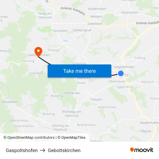 Gaspoltshofen to Geboltskirchen map