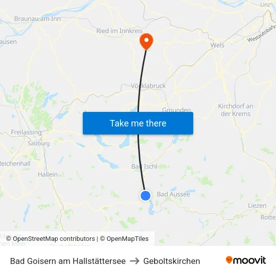 Bad Goisern am Hallstättersee to Geboltskirchen map
