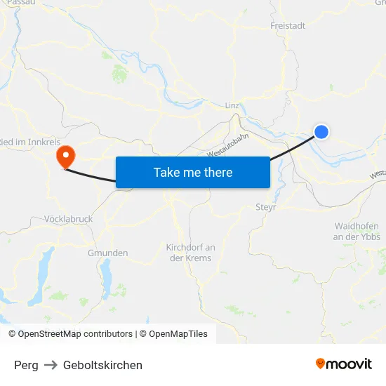 Perg to Geboltskirchen map