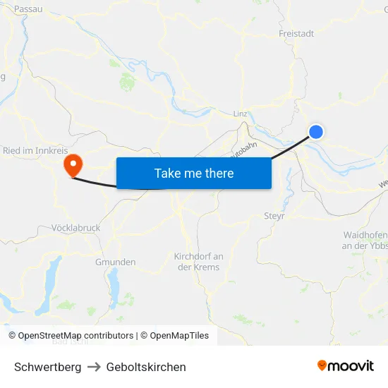 Schwertberg to Geboltskirchen map
