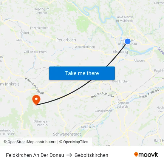 Feldkirchen An Der Donau to Geboltskirchen map