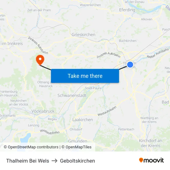 Thalheim Bei Wels to Geboltskirchen map