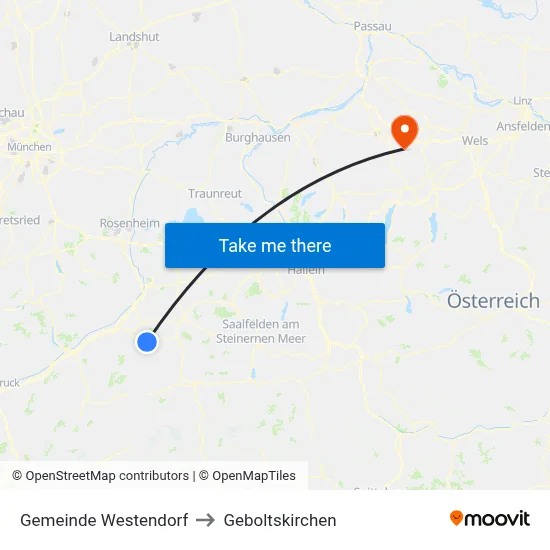 Gemeinde Westendorf to Geboltskirchen map