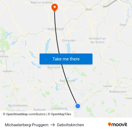 Michaelerberg-Pruggern to Geboltskirchen map