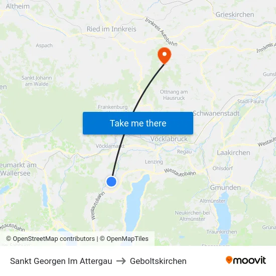 Sankt Georgen Im Attergau to Geboltskirchen map