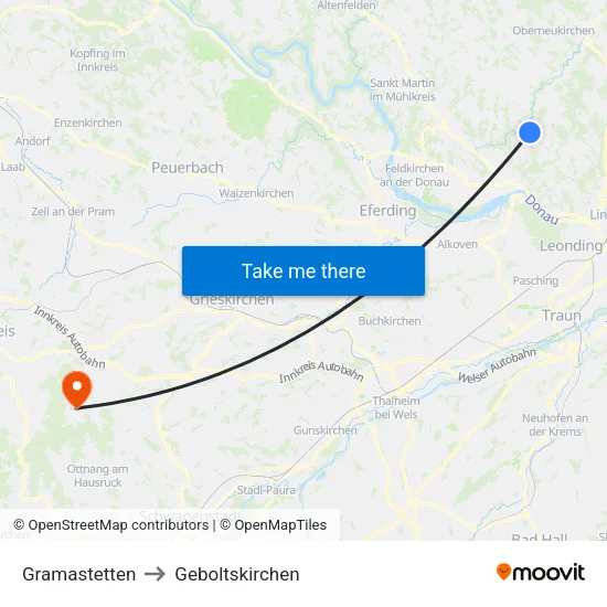 Gramastetten to Geboltskirchen map