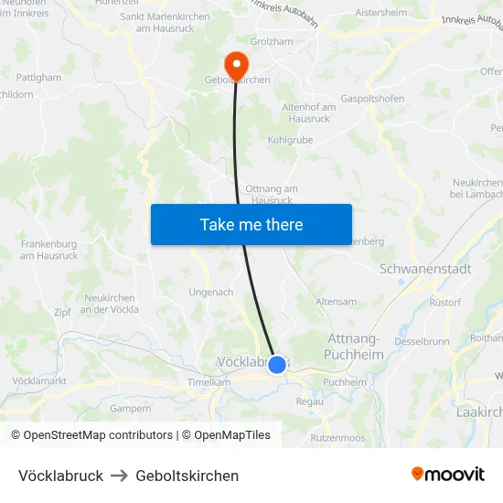 Vöcklabruck to Geboltskirchen map