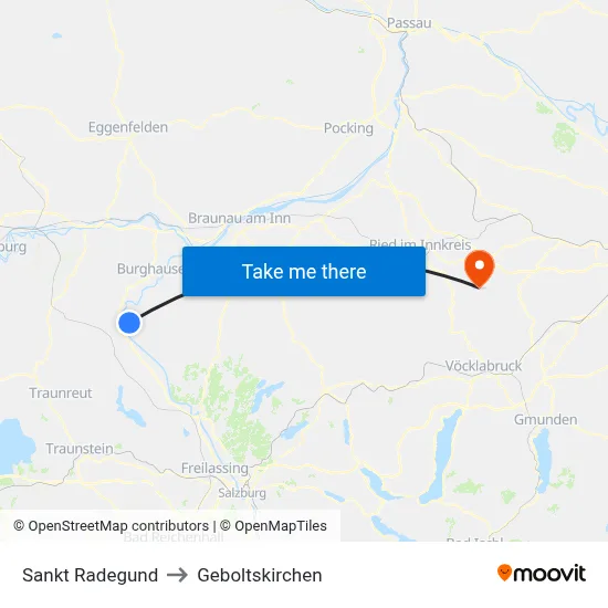 Sankt Radegund to Geboltskirchen map