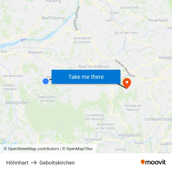 Höhnhart to Geboltskirchen map