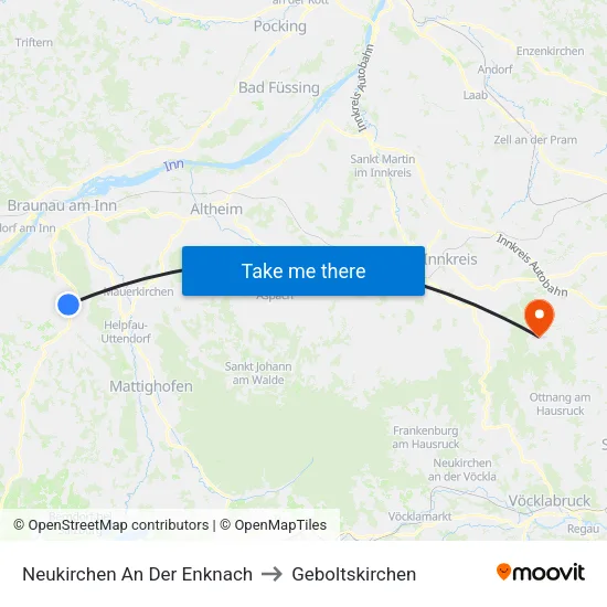 Neukirchen An Der Enknach to Geboltskirchen map