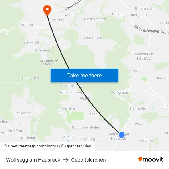 Wolfsegg am Hausruck to Geboltskirchen map