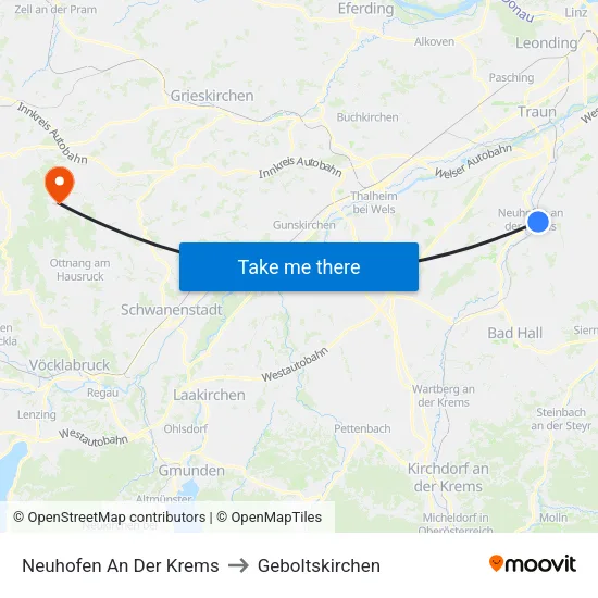 Neuhofen An Der Krems to Geboltskirchen map