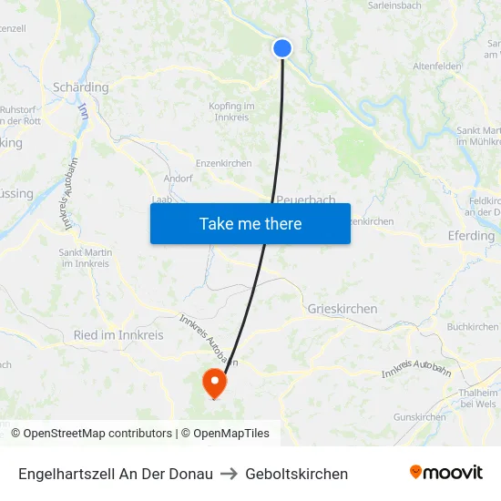 Engelhartszell An Der Donau to Geboltskirchen map