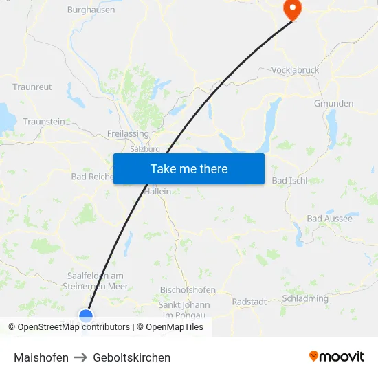 Maishofen to Geboltskirchen map