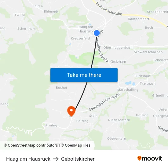 Haag am Hausruck to Geboltskirchen map