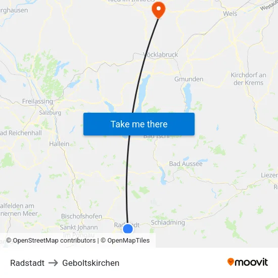 Radstadt to Geboltskirchen map
