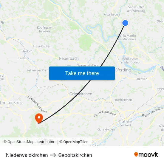 Niederwaldkirchen to Geboltskirchen map