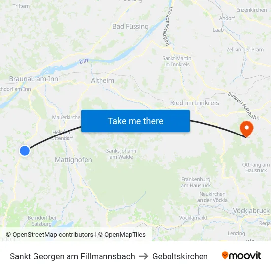 Sankt Georgen am Fillmannsbach to Geboltskirchen map