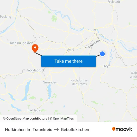 Hofkirchen Im Traunkreis to Geboltskirchen map