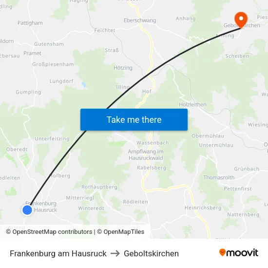 Frankenburg am Hausruck to Geboltskirchen map